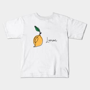 Lemon with leaf continuous one line drawing Kids T-Shirt